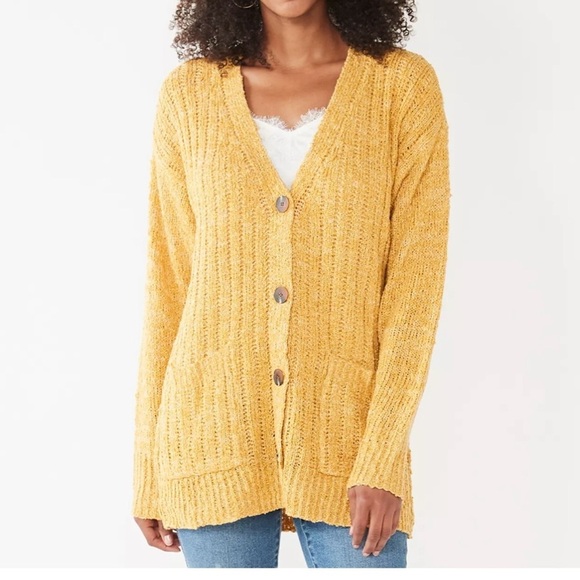 Nine West Yellow Cardigan Sweater - Picture 1 of 11